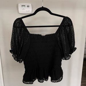 Express Smocked polka dot top